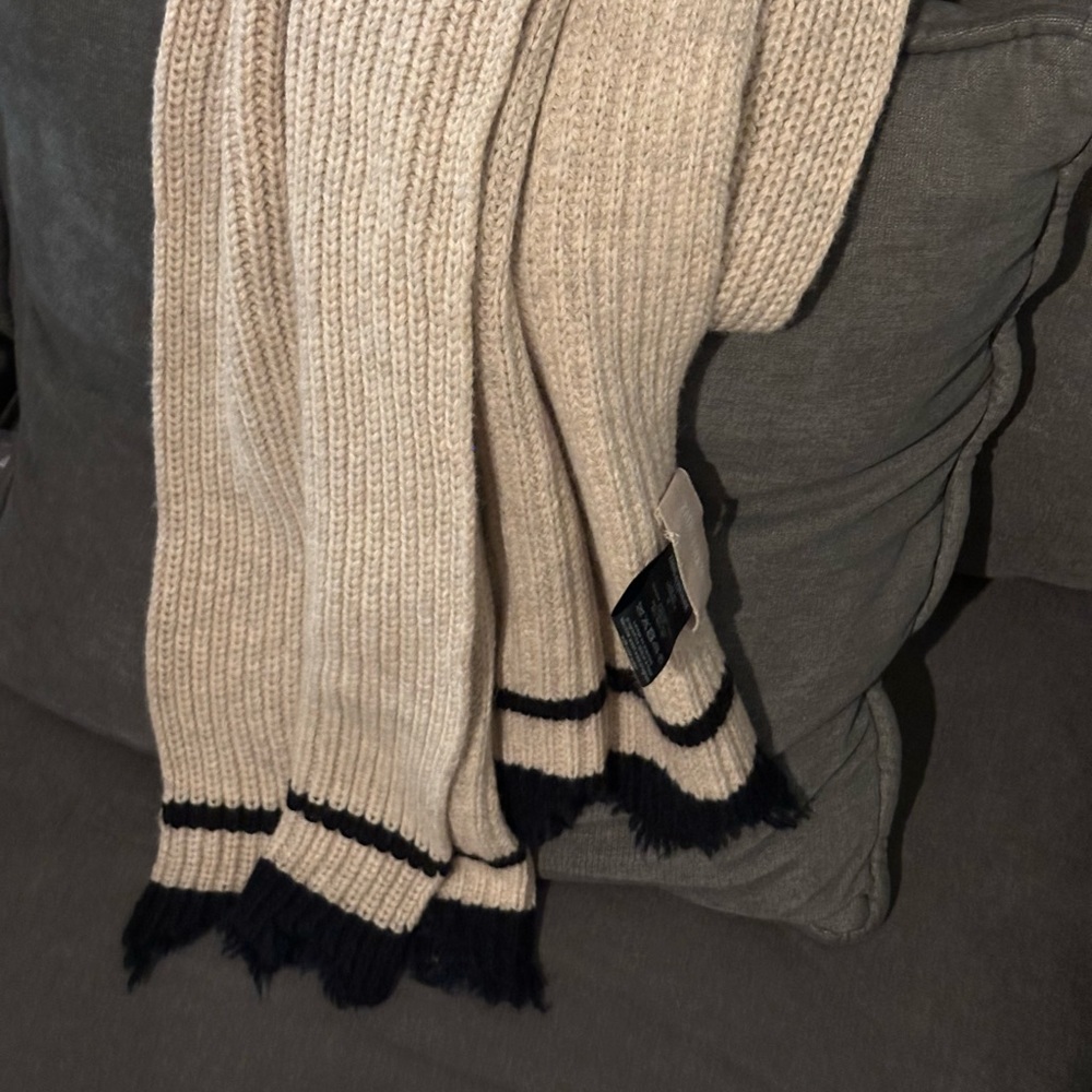 Zadig & Voltaire Wool Scarf (NWT) (Crème / Off-white and Black Stripes)
